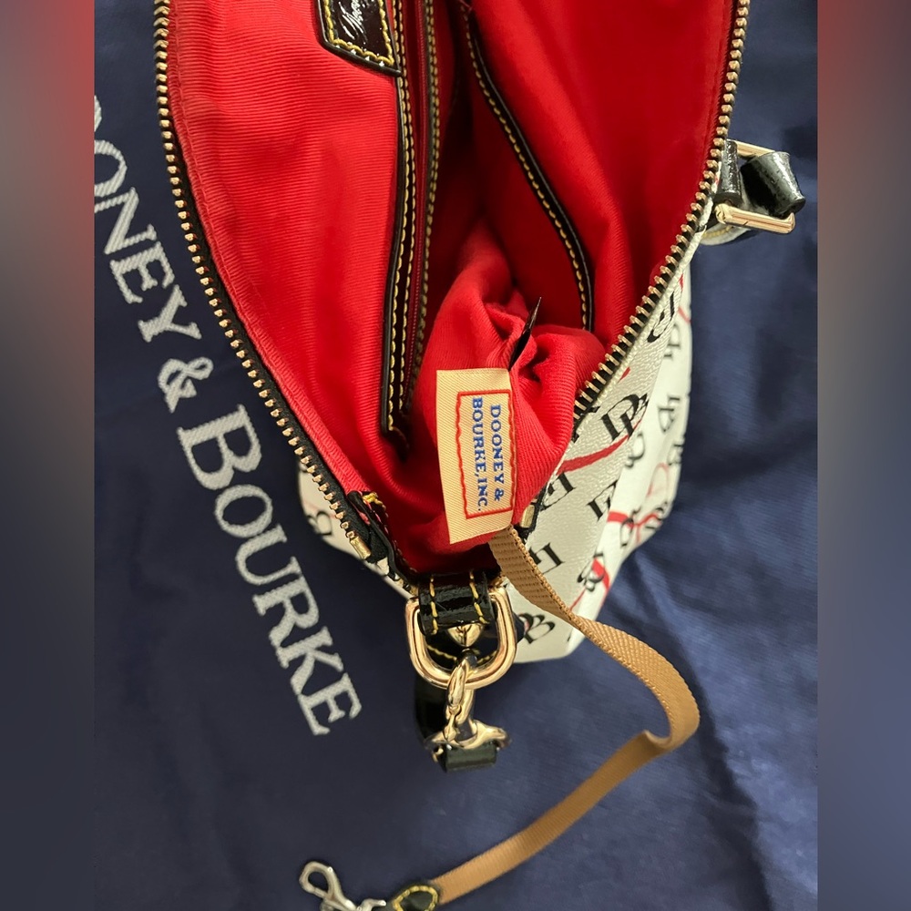 Dooney & Bourke w/ Black Patent Leather Tassel, Handles, Optional Strap and Trim - Picture 13 of 16
